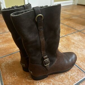 Ugg Bellvue Brown Leather Mid-Calf Boots
